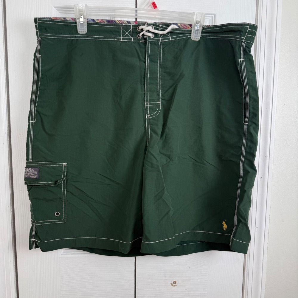 Polo Ralph Lauren Swim Trunks XL Green Cargo Board Shorts Preppy Coastal